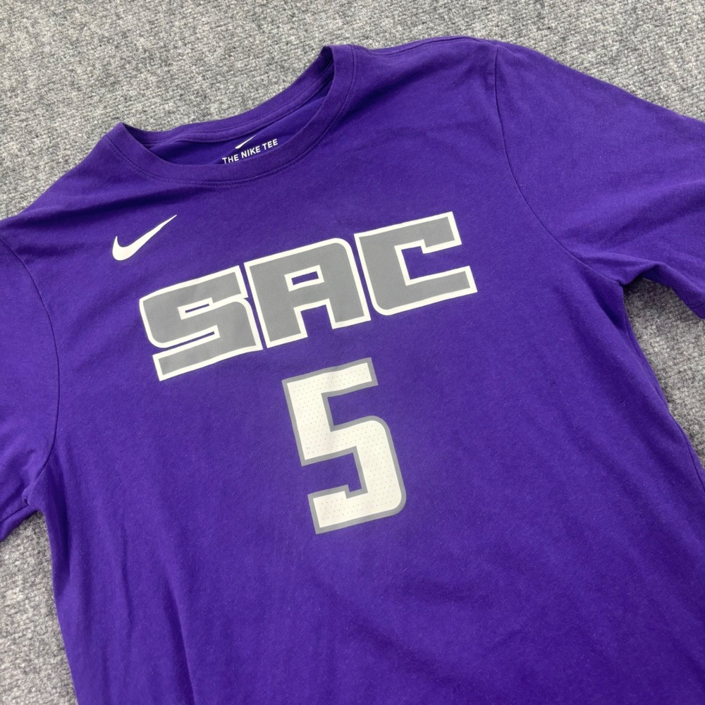 Nike Sacramento Kings De'Aaron Fox T-Shirt Large Purple Dri-Fit Mens NBA Tee